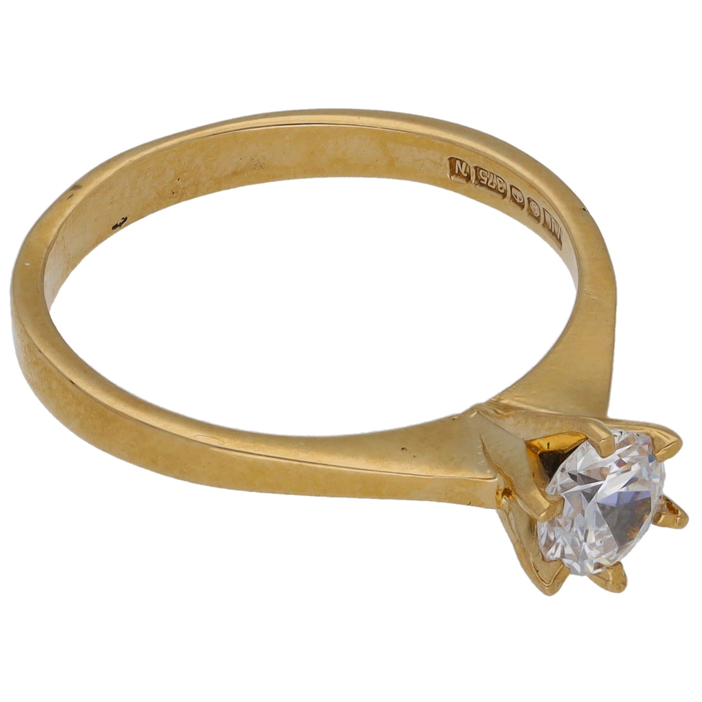 9ct Gold Cubic Zirconia Single Stone Ring Size M