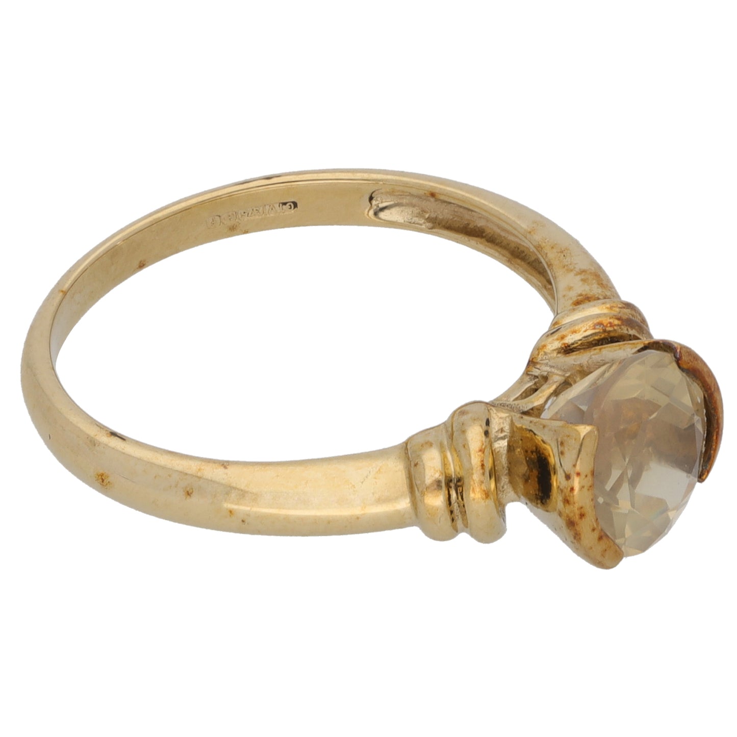 9ct Gold Quartz Single Stone Ring Size N