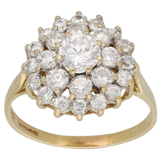 9ct Gold Cubic Zirconia Cluster Ring Size N