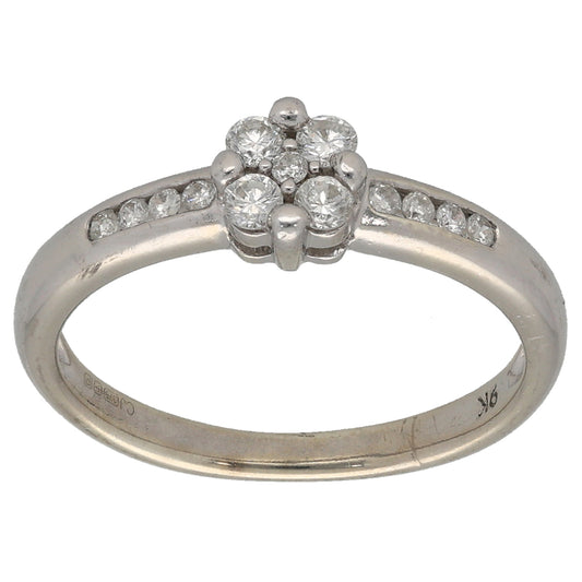 9ct White Gold 0.25ct Diamond Dress/Cocktail Ring Size M