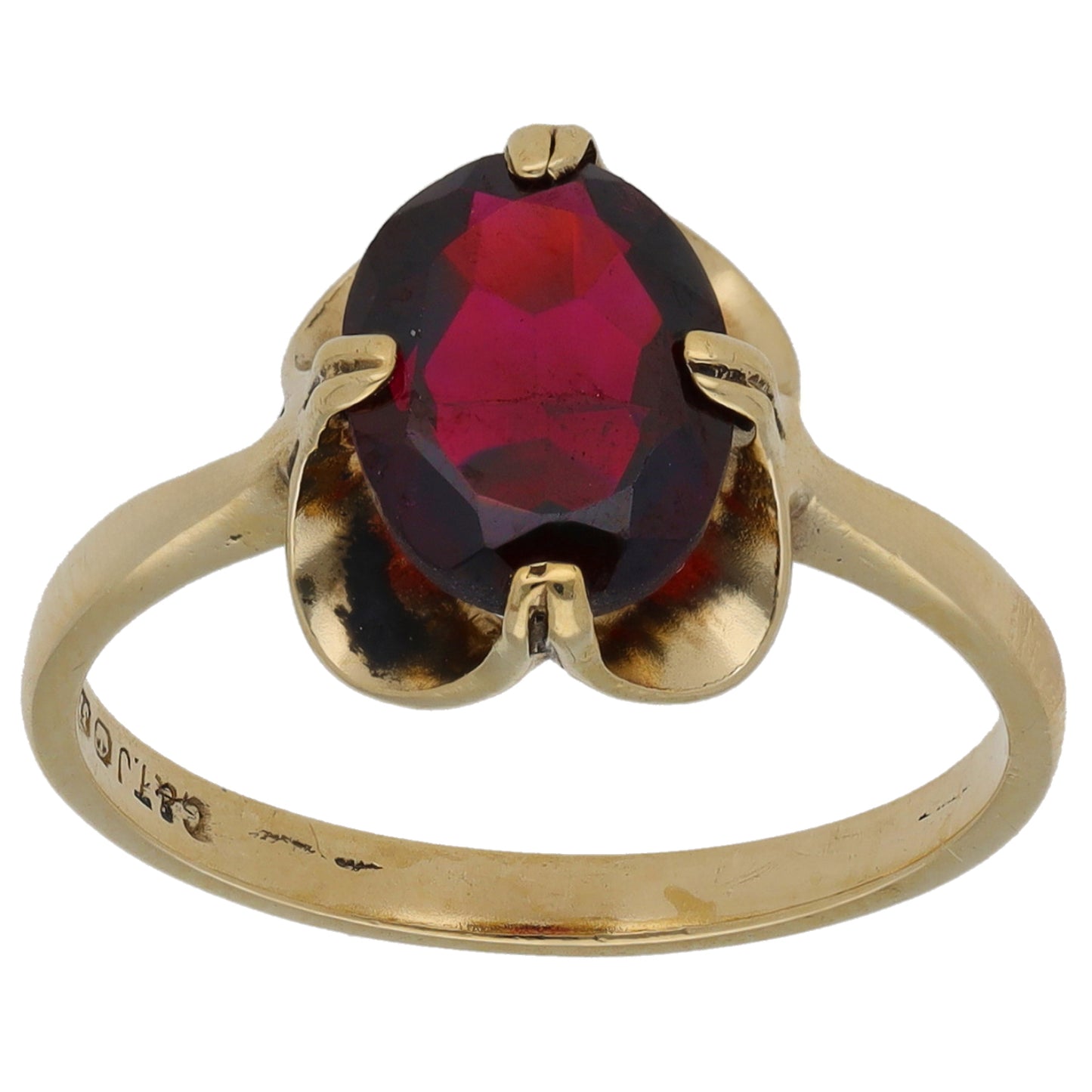 9ct Gold Garnet Single Stone Ring Size N