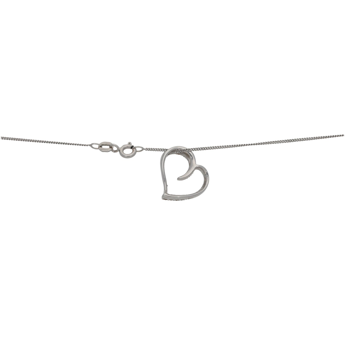 18ct White Gold 0.14ct Diamond Heart Pendant With Chain