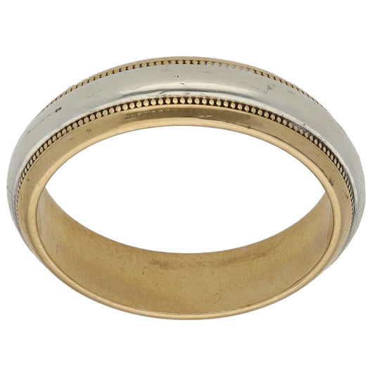 9ct Bi-Colour Gold Patterned Wedding Ring Size L