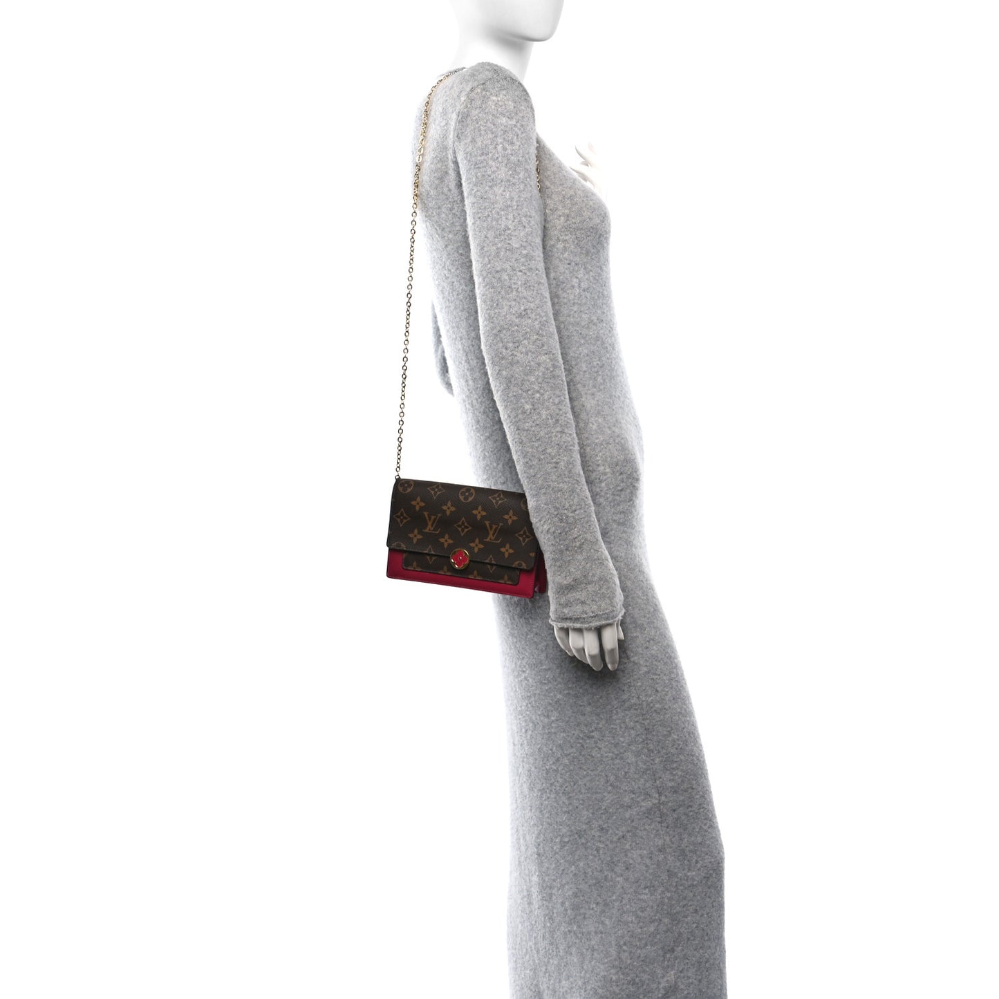 Louis Vuitton Monogram Flore Chain Wallet Coated Canvas Bag - Brown & Purple