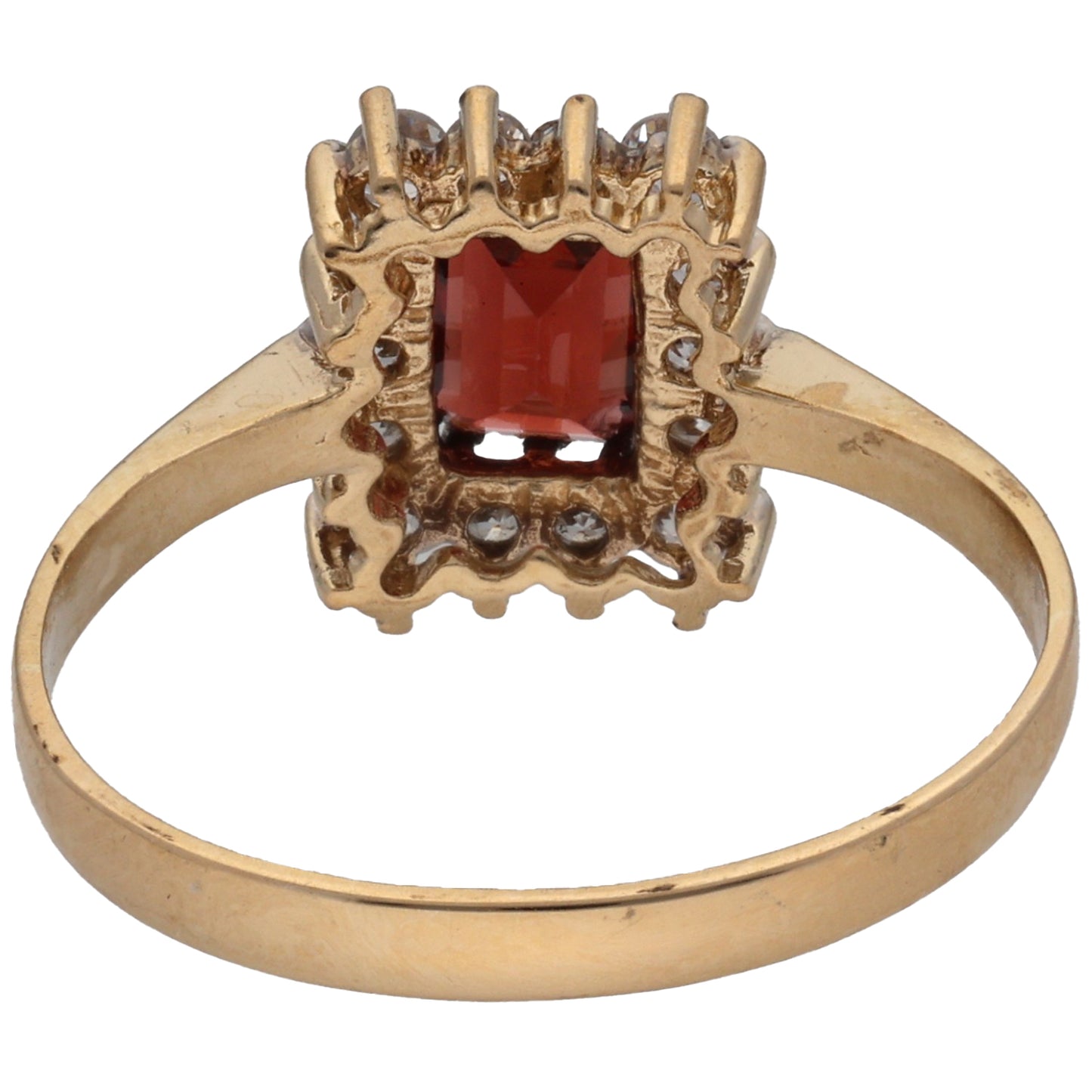 9ct Gold Garnet & Cubic Zirconia Dress/Cocktail Ring Size M