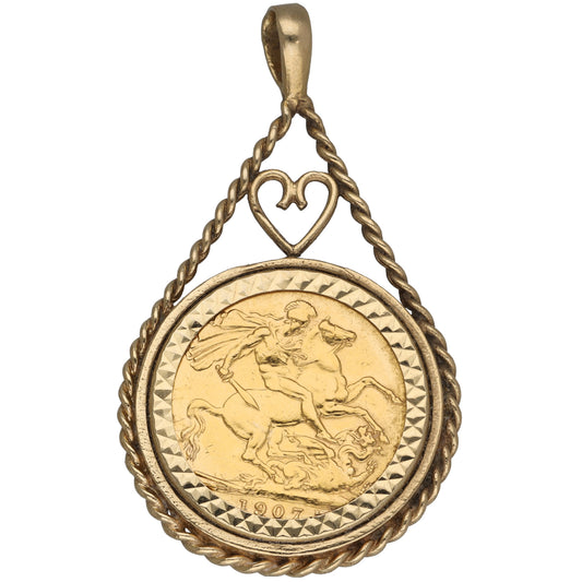 9ct Gold Full Sovereign Coin Pendant
