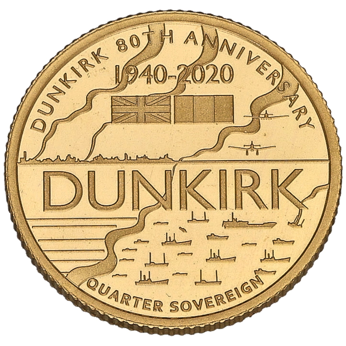 22ct Gold Dunkirk 80th Anniversary Quarter Sovereign Coin 2020