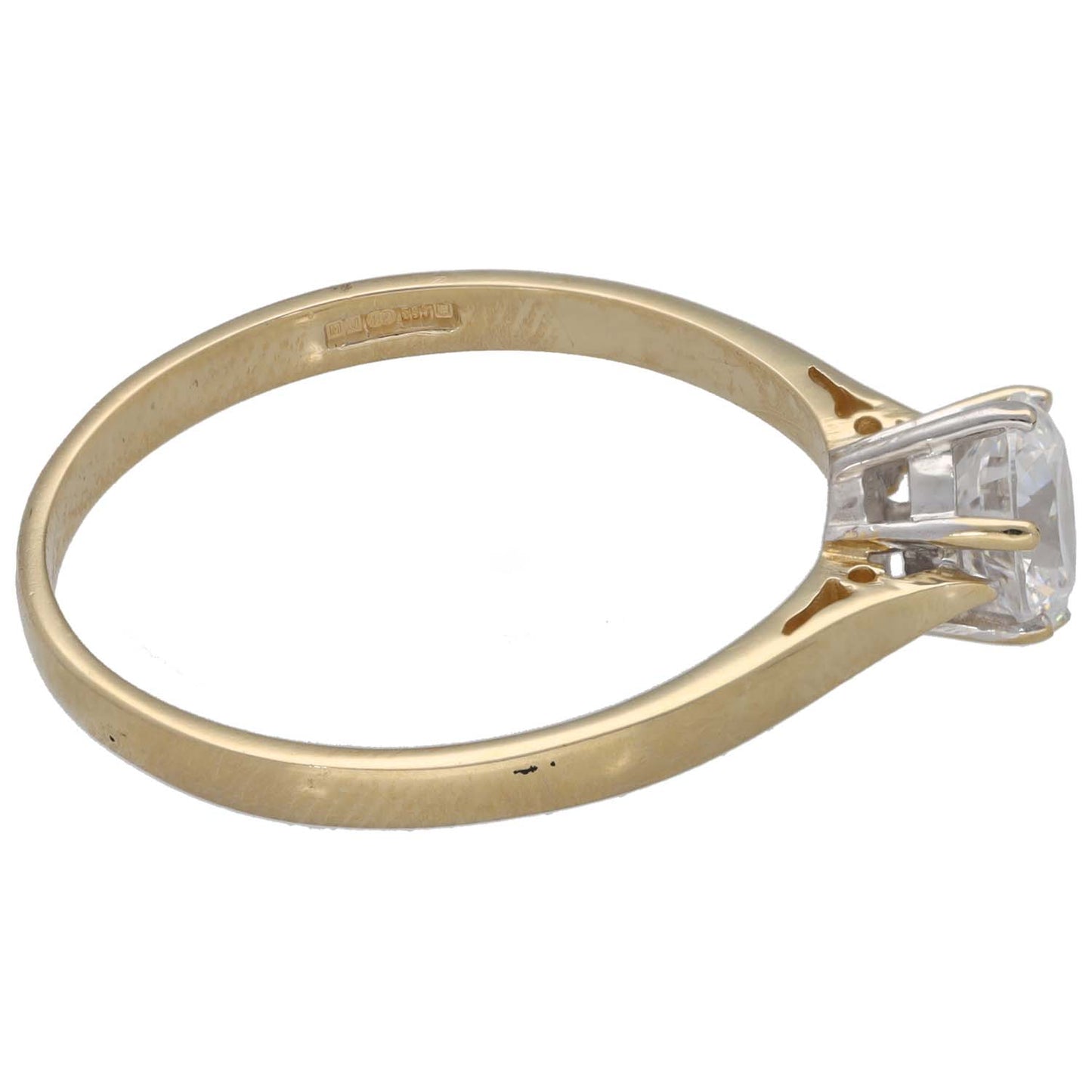 14ct Gold Cubic Zirconia Single Stone Ring Size U