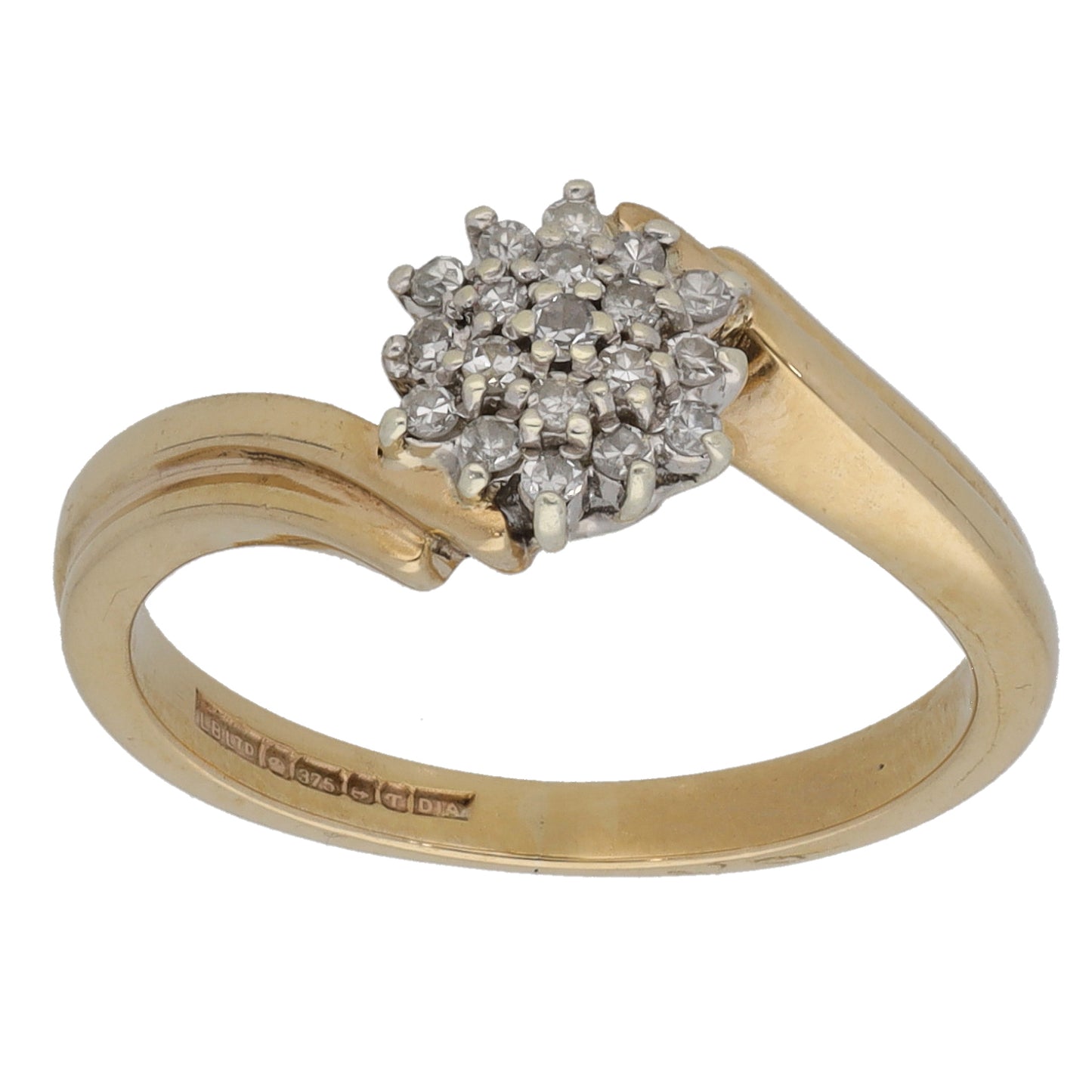 9ct Gold 0.095ct Diamond Cluster Ring Size L