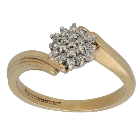 9ct Gold 0.095ct Diamond Cluster Ring Size L