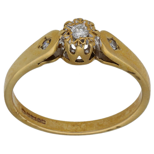 9ct Gold 0.07ct Diamond Trilogy Ring Size N
