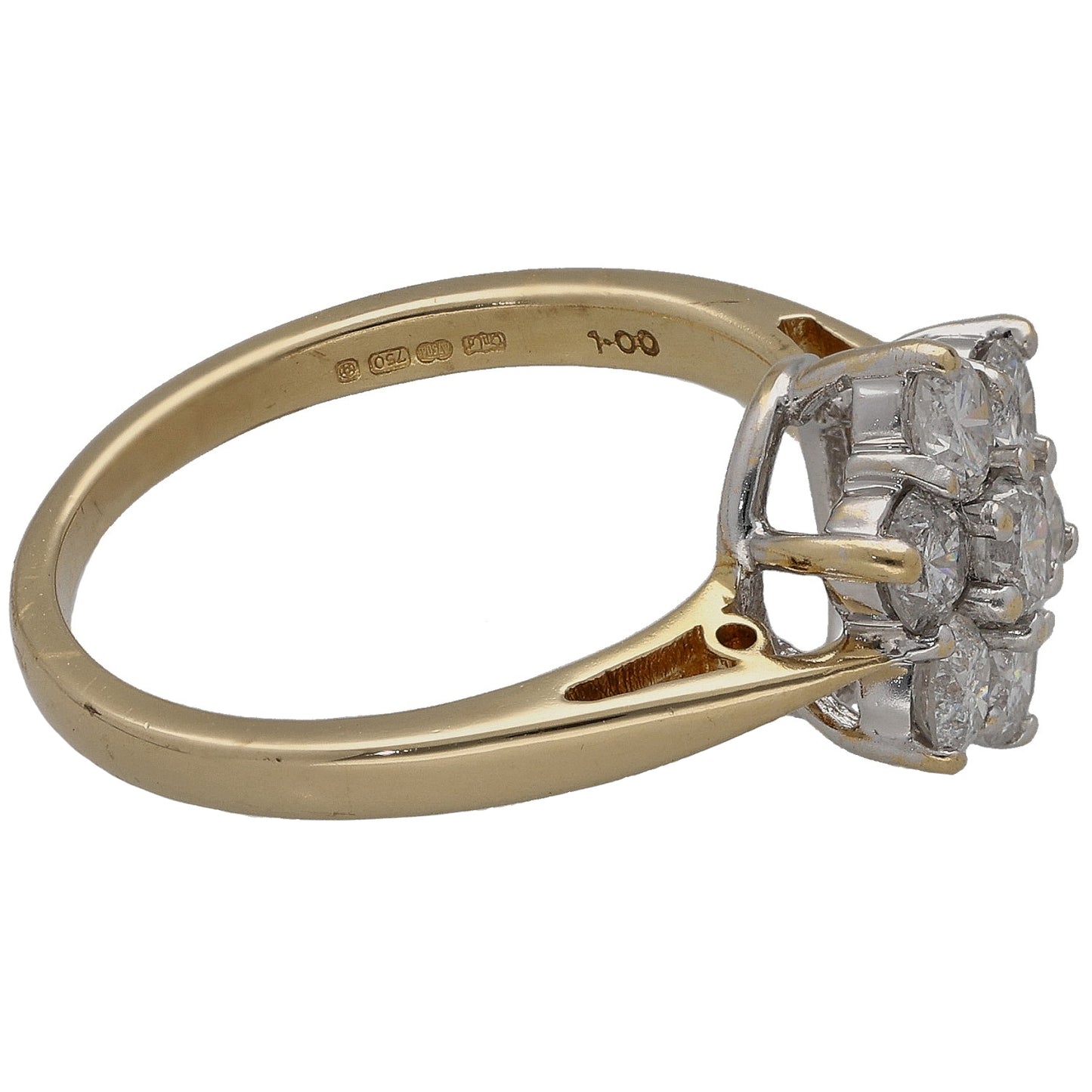 18ct Gold 1.00ct Diamond Cluster Ring Size M