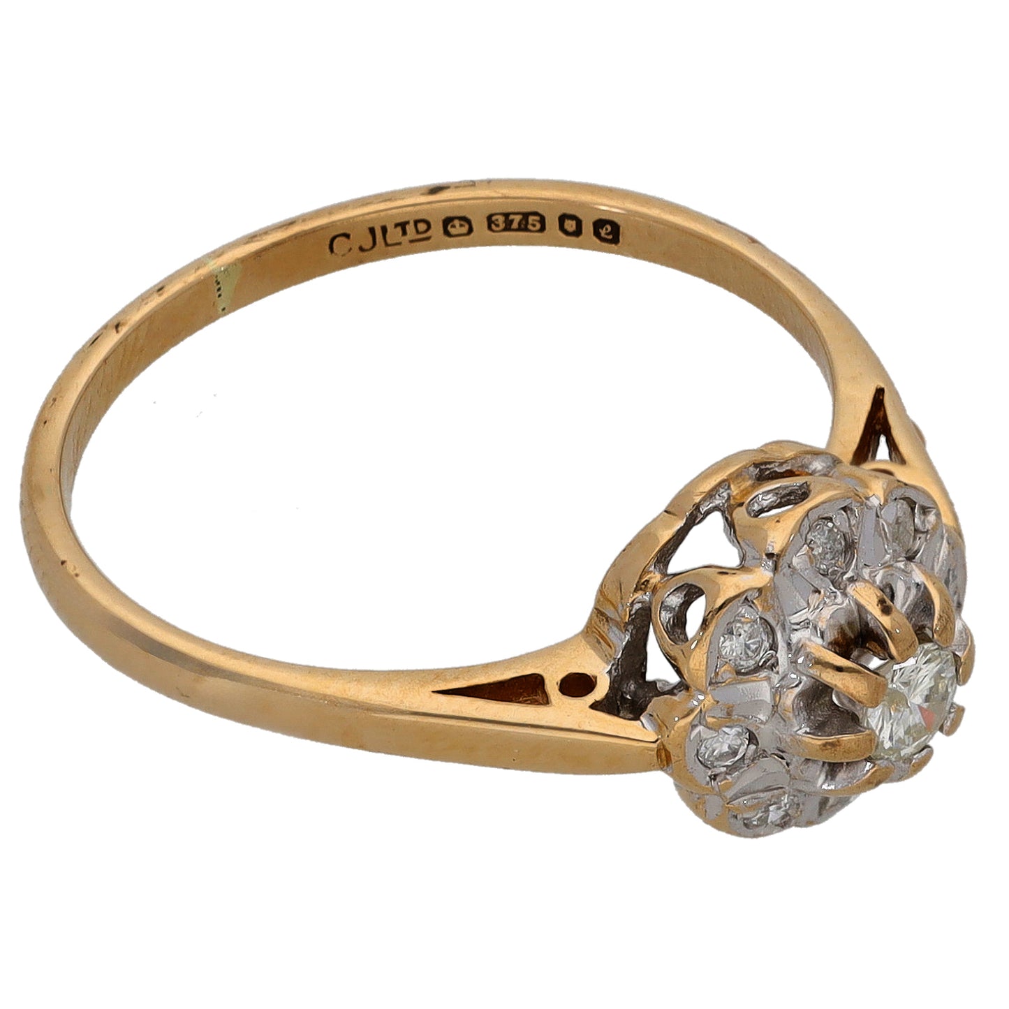 9ct Gold 0.13ct Diamond Cluster Ring Size L