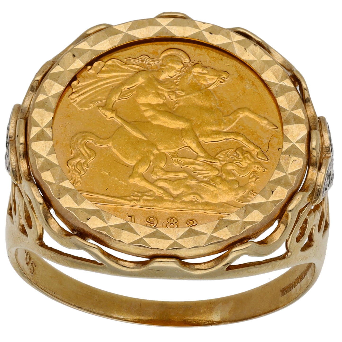 9ct Gold Half Sovereign Coin Ring Size Z