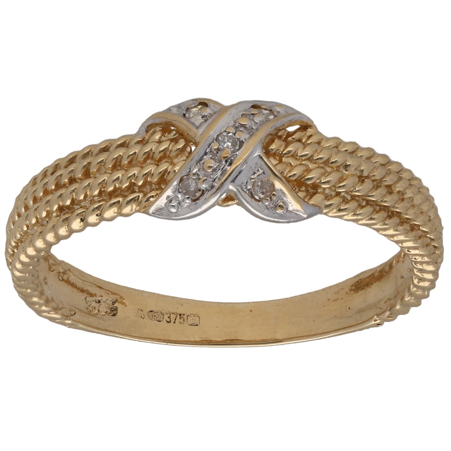 9ct Bicolour Gold 0.025ct Diamond Dress/Cocktail Ring Size Q