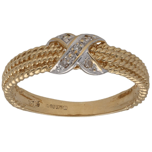 9ct Bicolour Gold 0.025ct Diamond Dress/Cocktail Ring Size Q