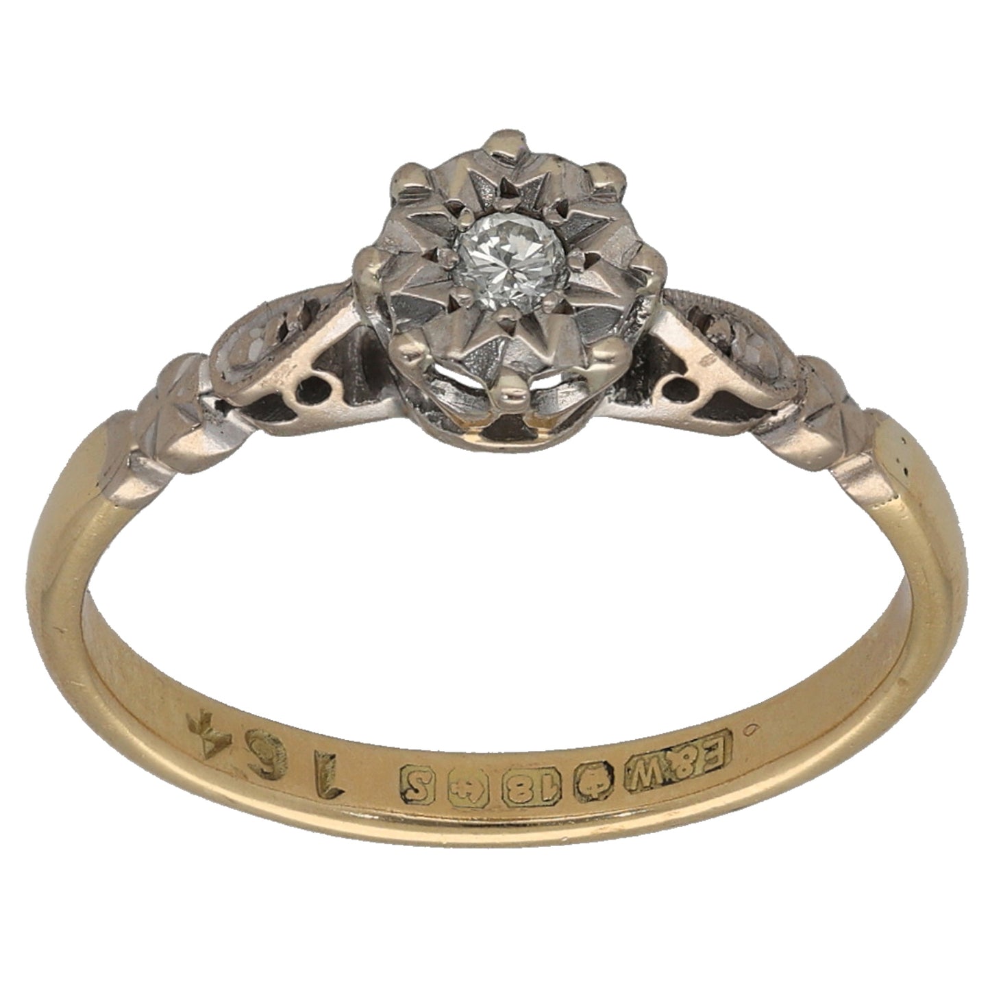 9ct Gold 0.05ct Diamond Solitaire Ring Size N 1/2