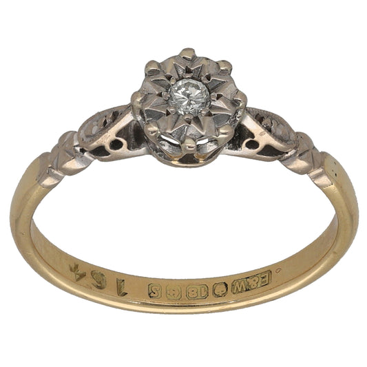 9ct Gold 0.05ct Diamond Solitaire Ring Size N 1/2