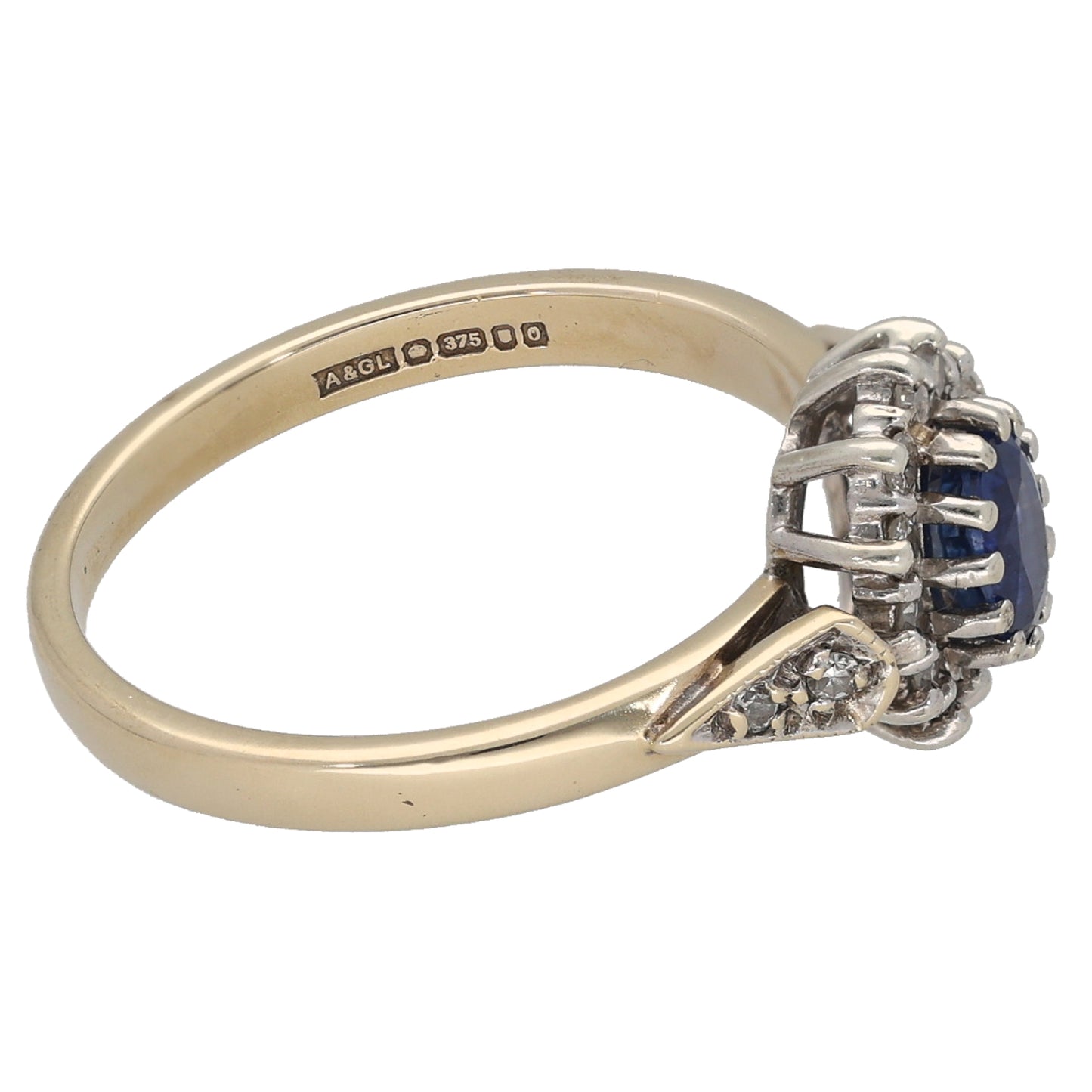 9ct Gold 0.16ct Diamond & Sapphire Cluster Ring Size M
