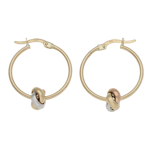 9ct Tricolour Gold Hoop Earrings