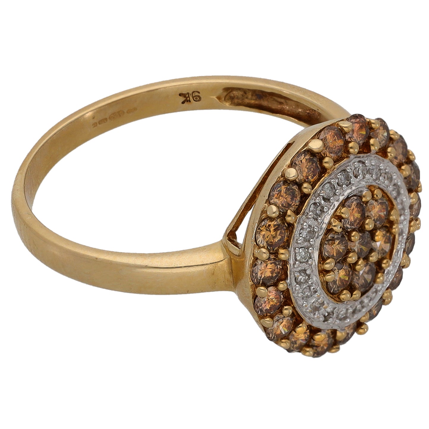 9ct Gold 0.85ct Diamond Cluster Ring Size Q