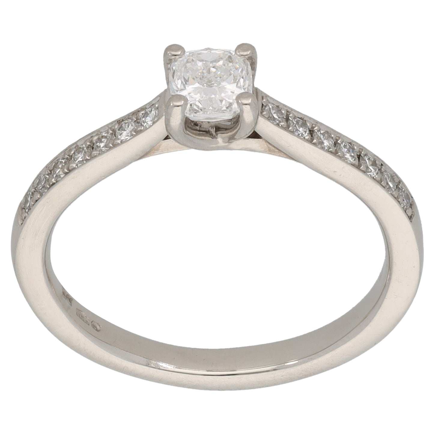 Platinum 0.54ct Diamond Solitaire Ring With Accent Stones Size M
