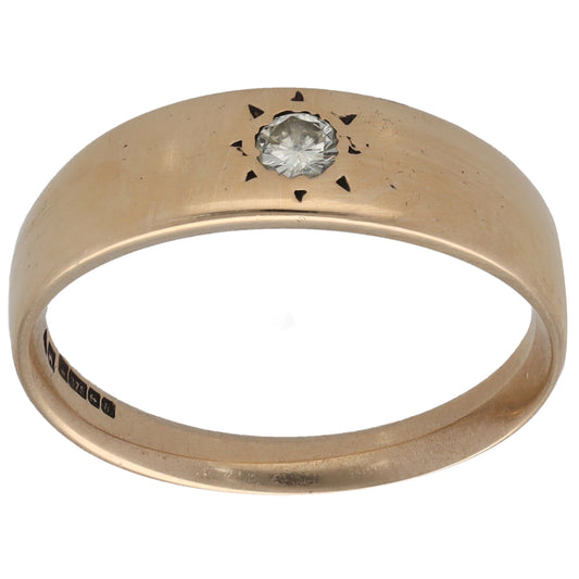 9ct Gold 0.10ct Diamond Solitaire Ring Size N