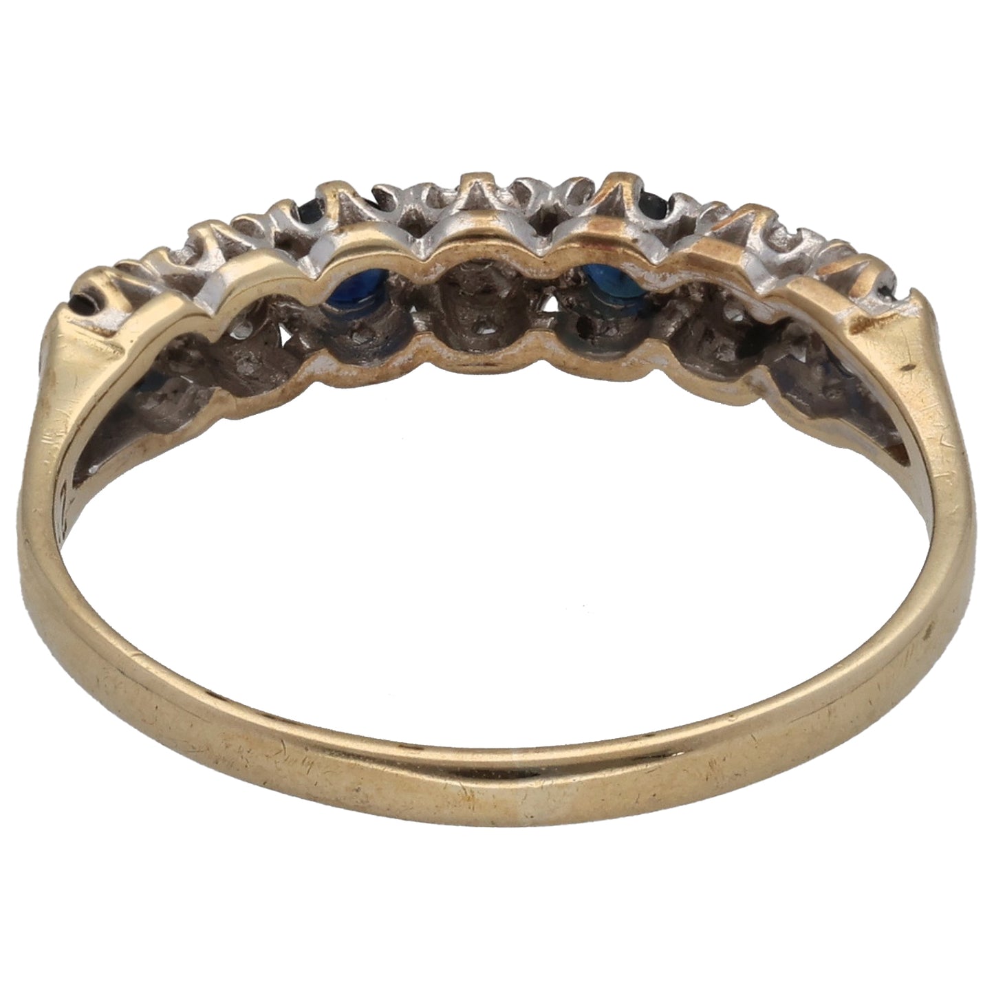 9ct Gold Sapphire & 0.015ct Diamond Half Eternity Ring Size N