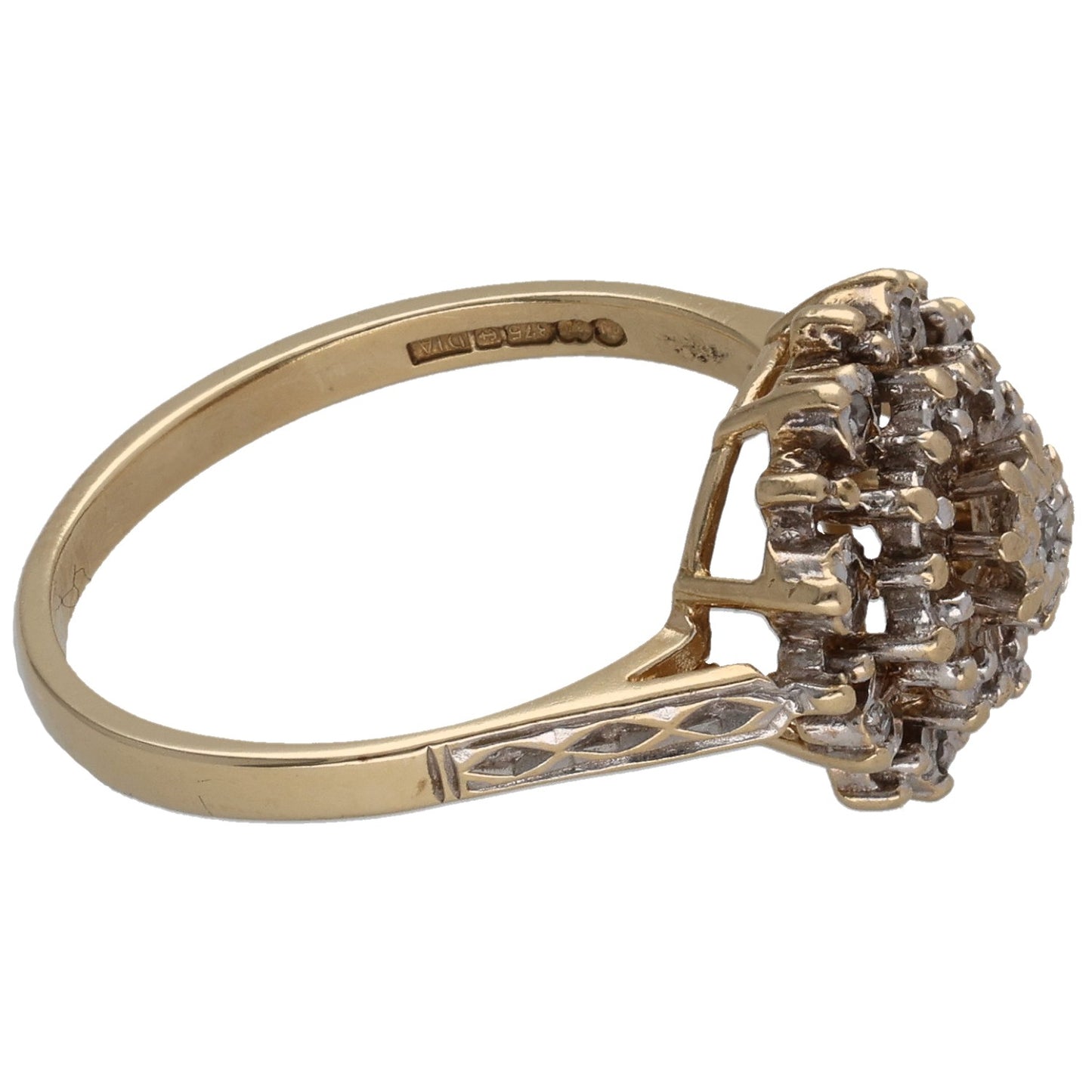 9ct Gold 0.045ct Diamond Cluster Ring Size N