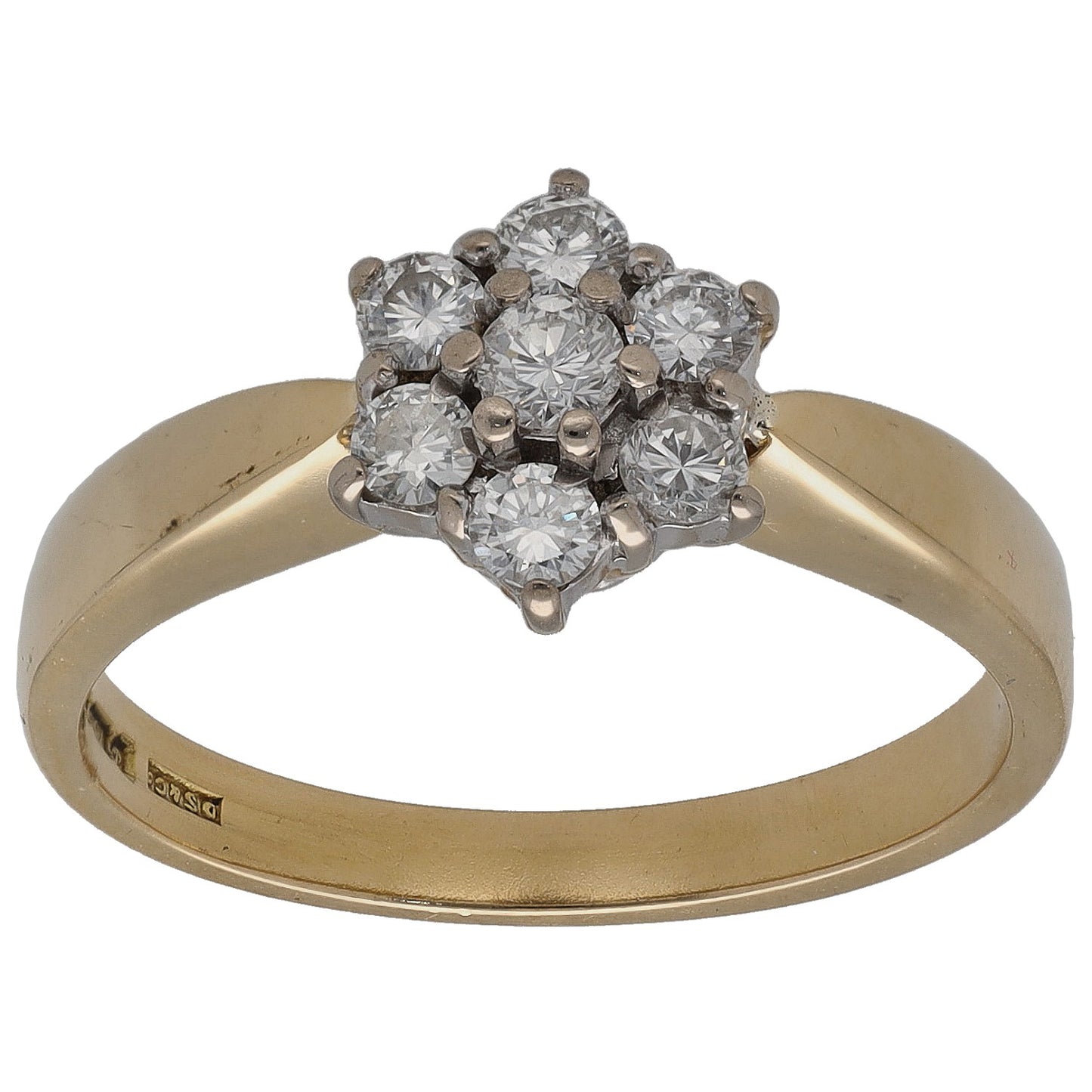 18ct Gold 0.35ct Diamond Cluster Ring Size P