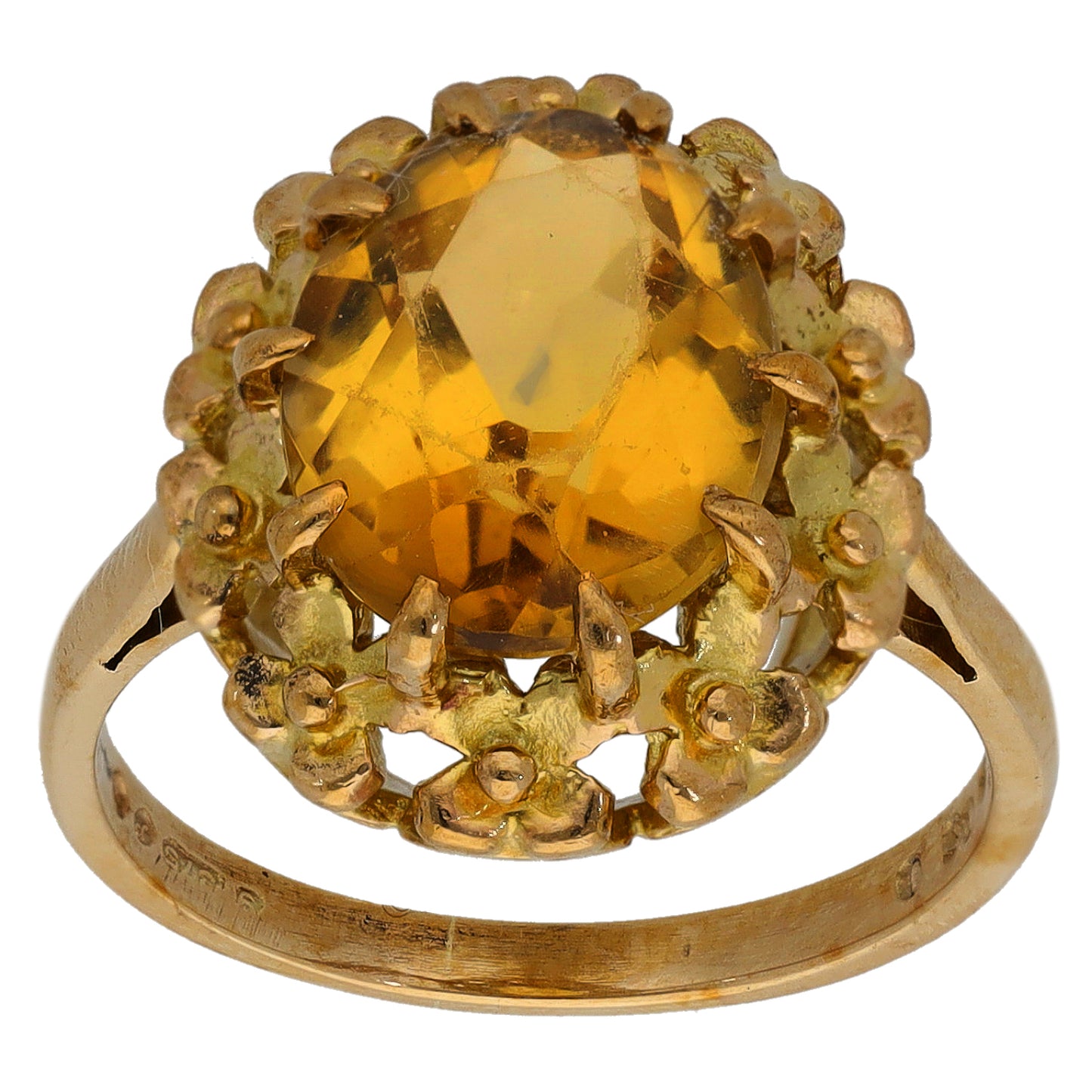 9ct Gold Citrine Single Stone Ring Size L