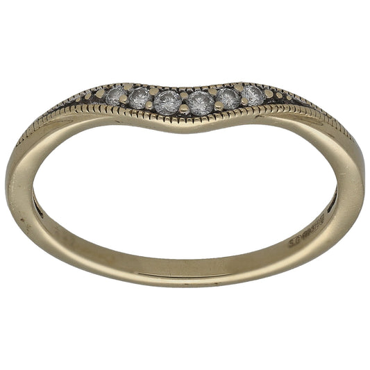 9ct Gold 0.05ct Diamond Wishbone Ring Size M