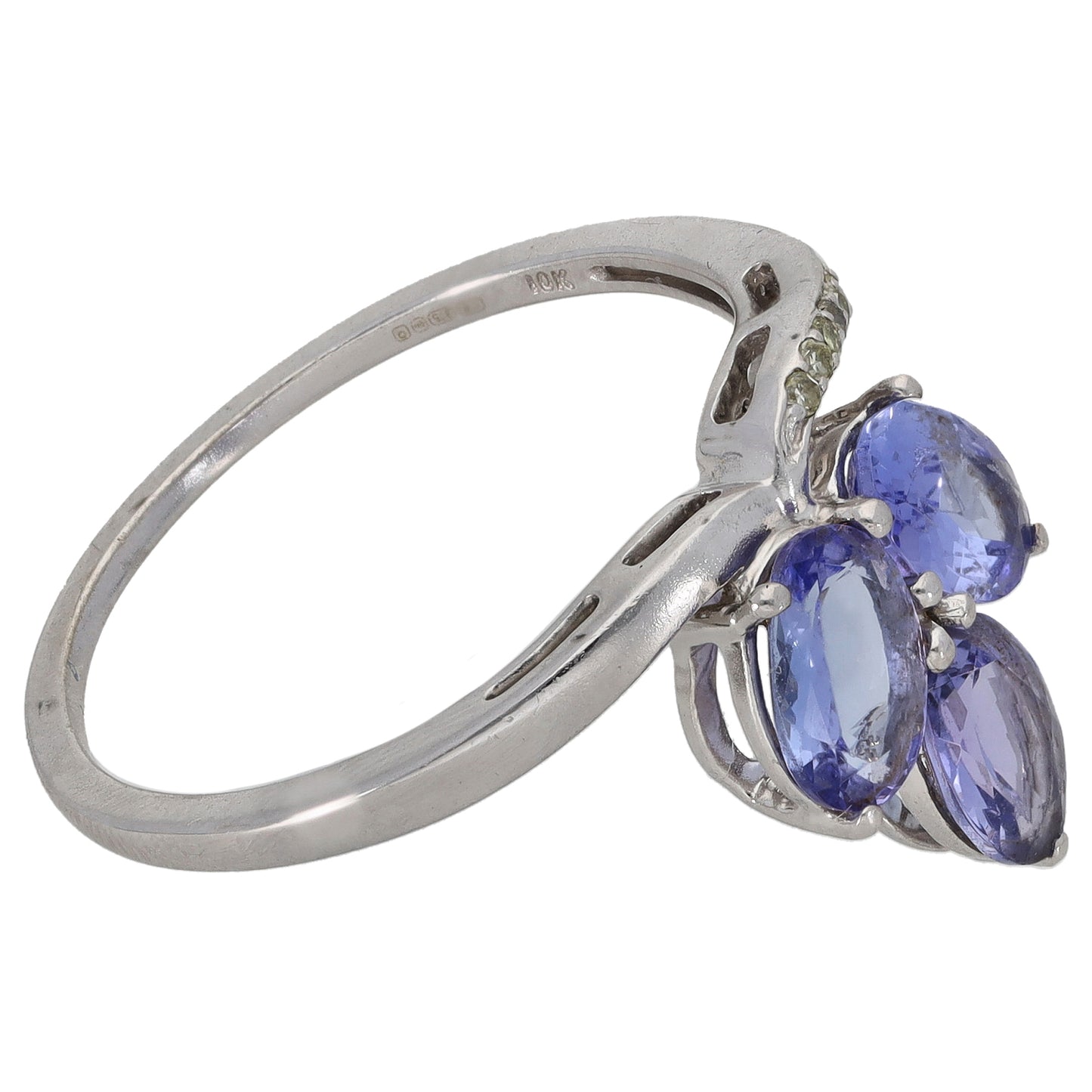 9ct White Gold Tanzanite & 0.035ct Diamond Dress/Cocktail Ring Size R