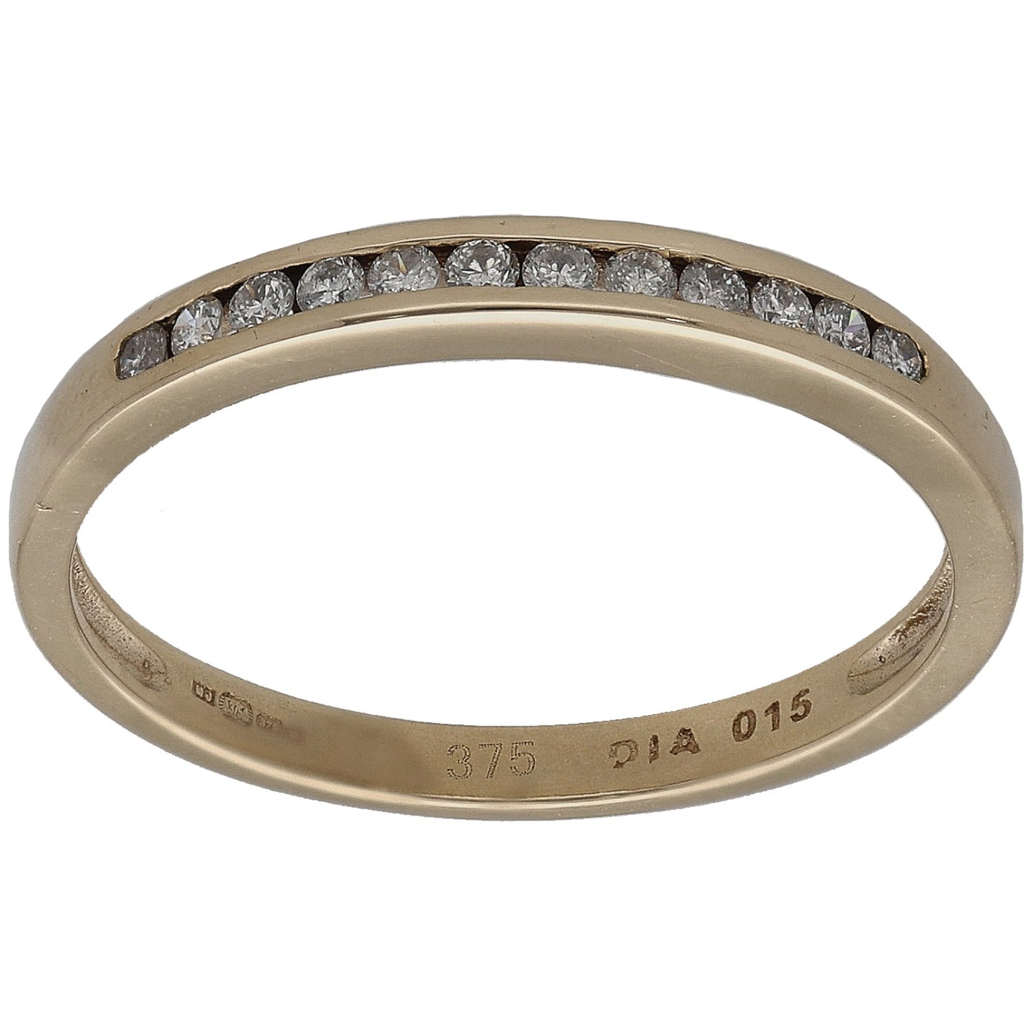 9ct Gold 0.15ct Diamond Half Eternity Ring Size O