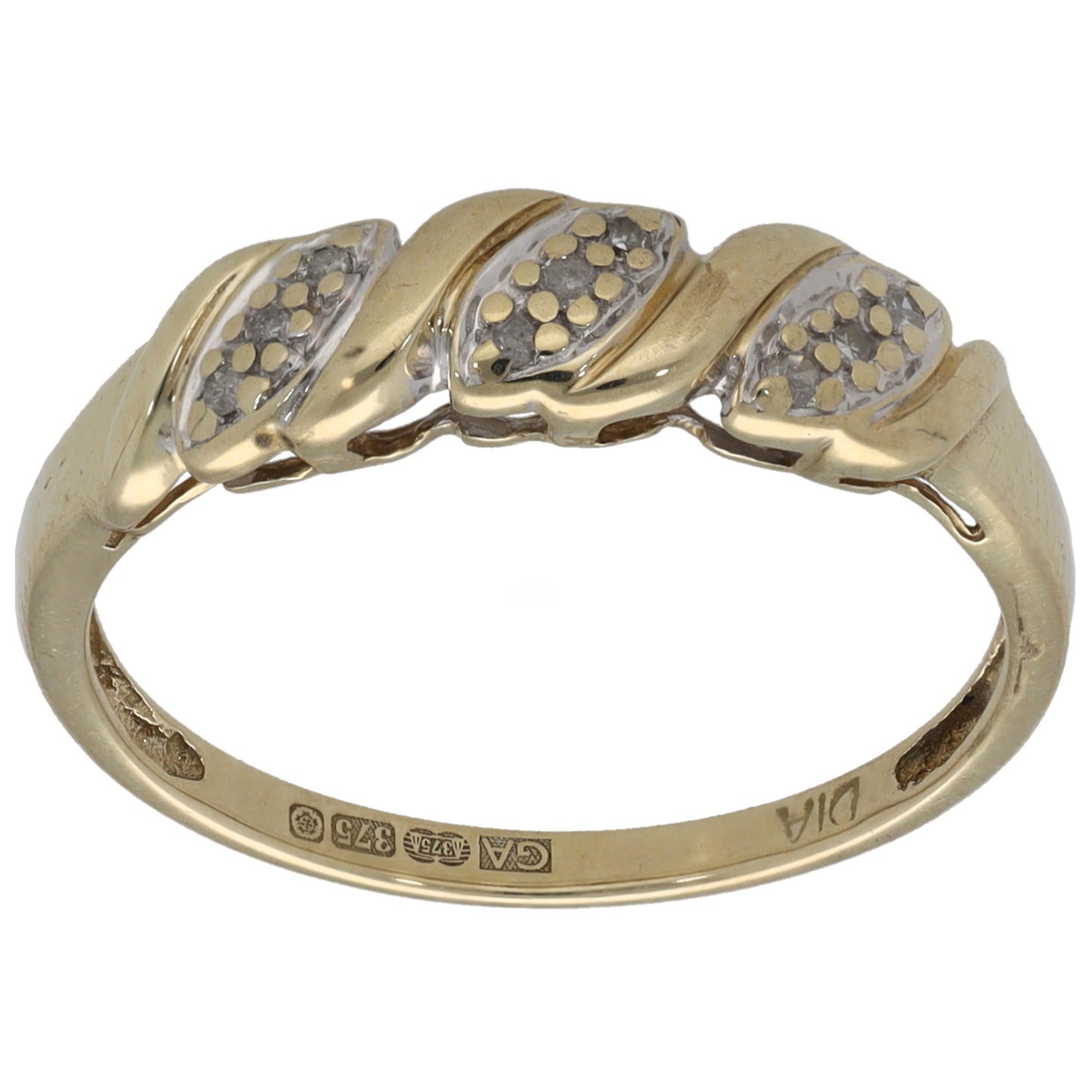 9ct Gold 0.045ct Diamond Dress/Cocktail Ring Size N