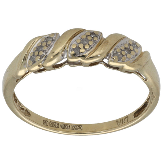 9ct Gold 0.045ct Diamond Dress/Cocktail Ring Size N