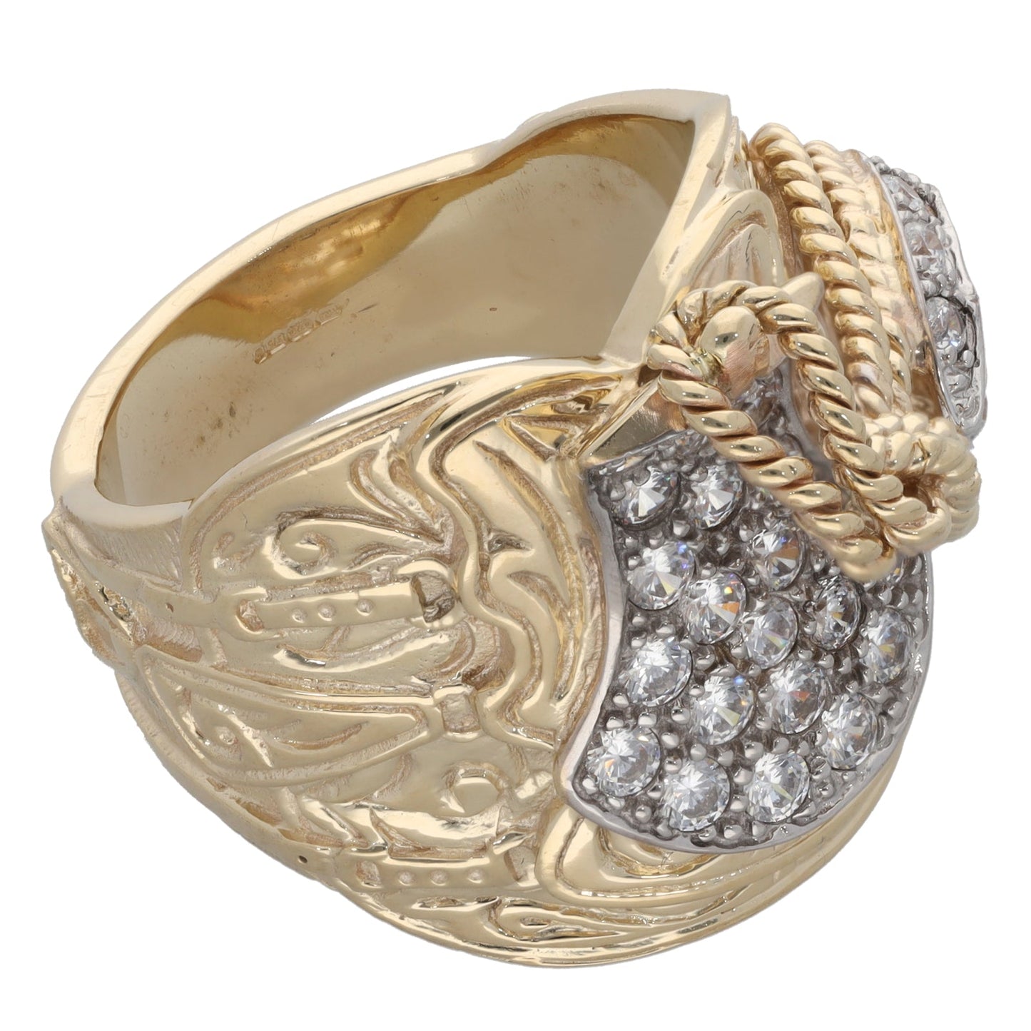 9ct Gold Cubic Zirconia Saddle Ring