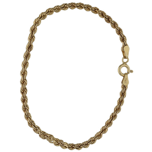 Gold rope chain bracelet with spring clasp and round connector links