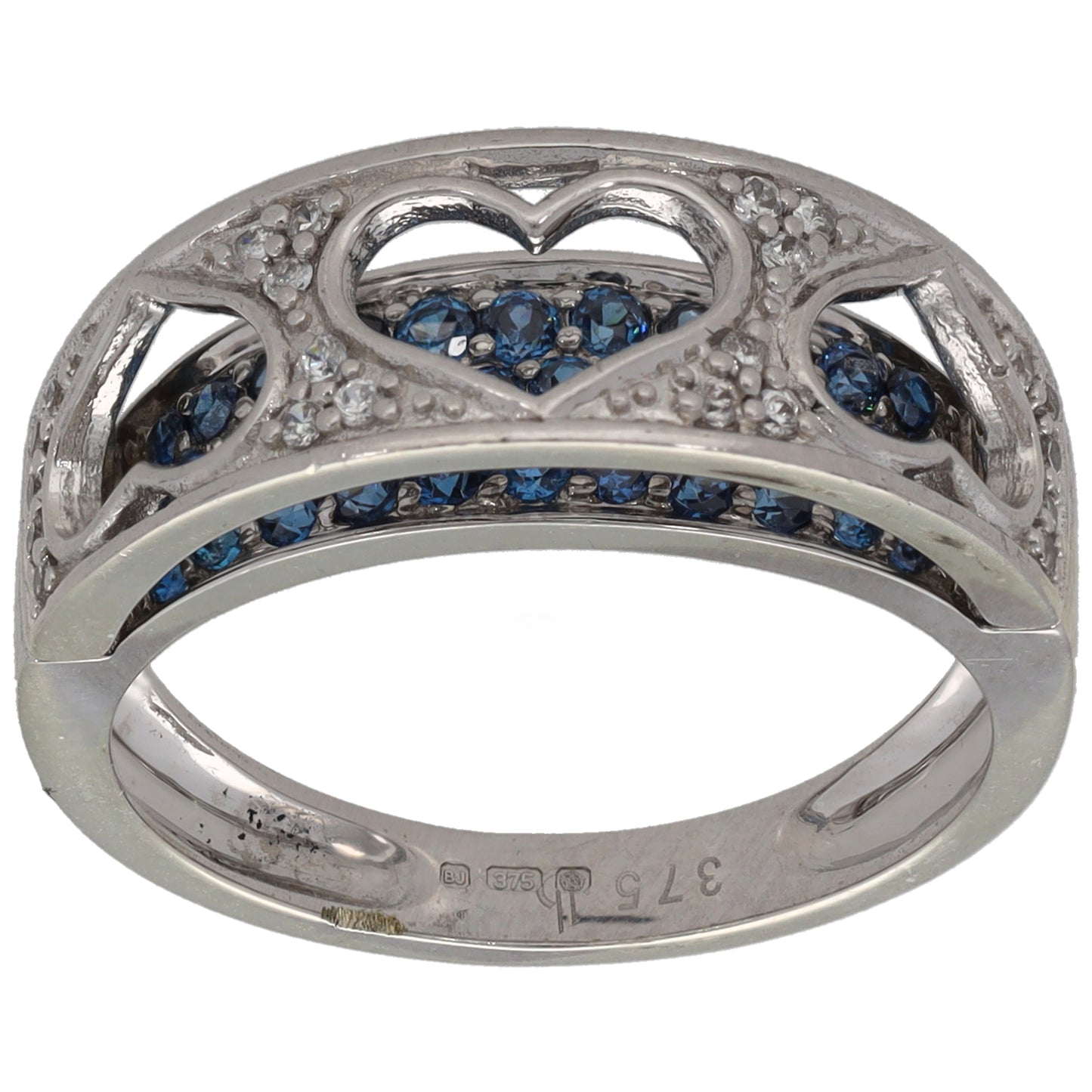 9ct White Gold Imitation Gems Dress/Cocktail Ring Size L