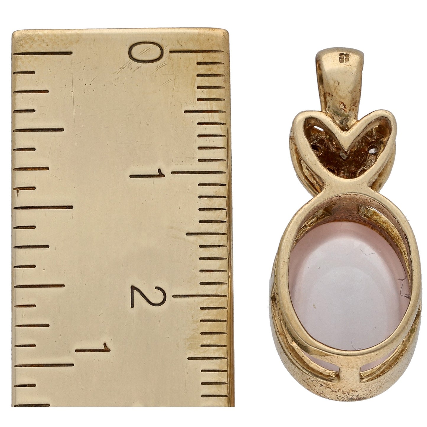 9ct Gold Rose Quartz & 0.04ct Diamond Dress/Cocktail Pendant
