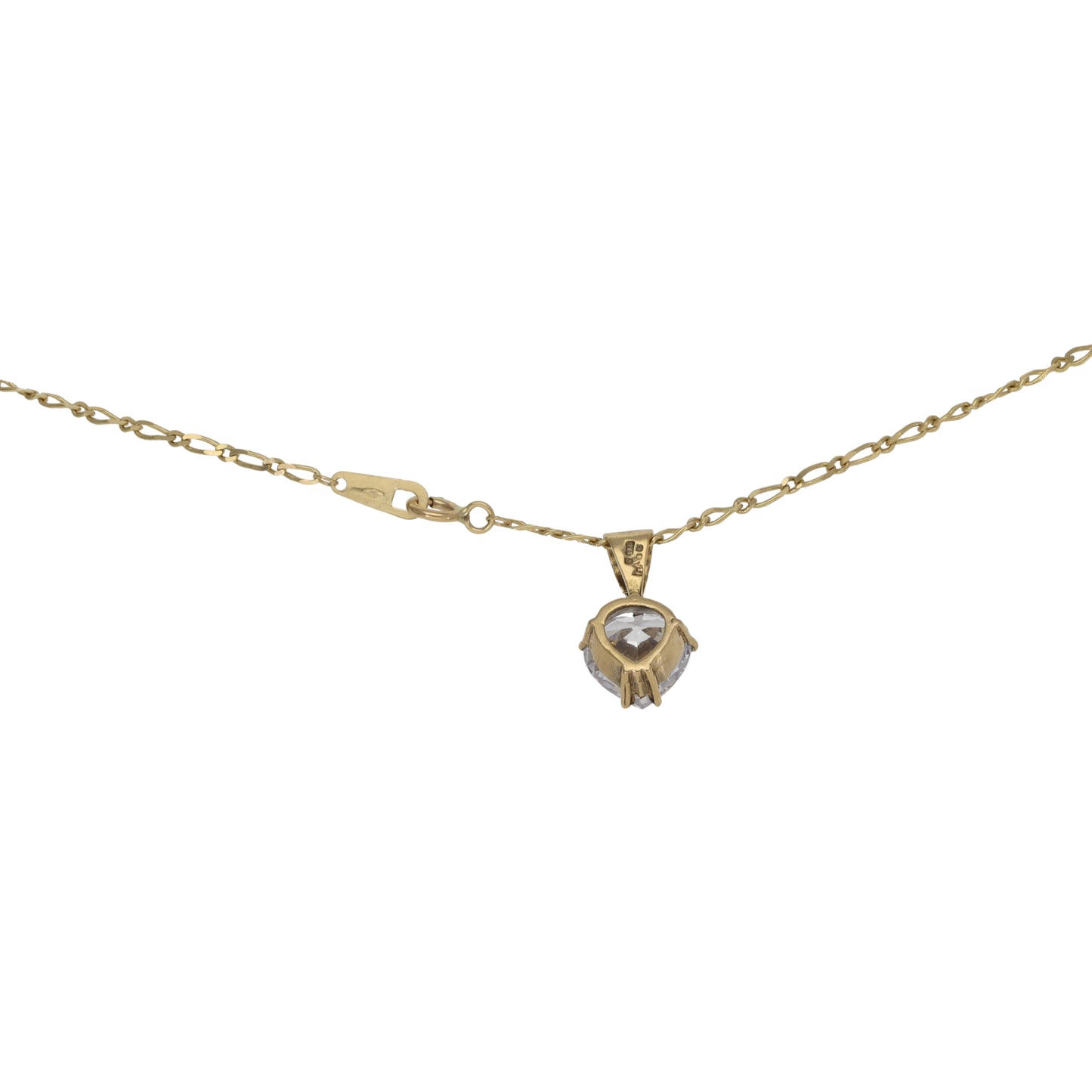 9ct Gold Cubic Zirconia Single Stone Pendant With Chain
