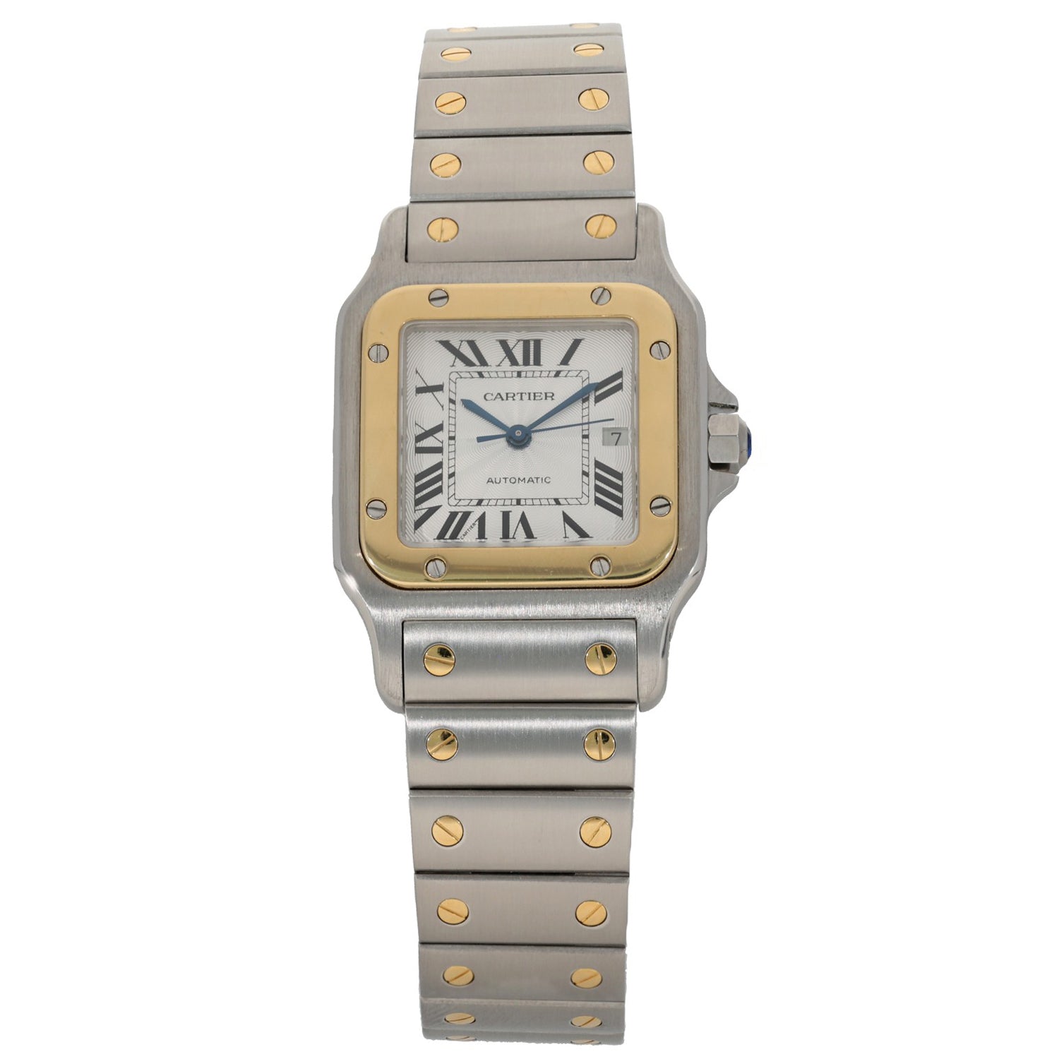 Cartier Santos Galbee W20058C4 with a white dial in  a stainless steel and gold casem with a bracelet featuring screws