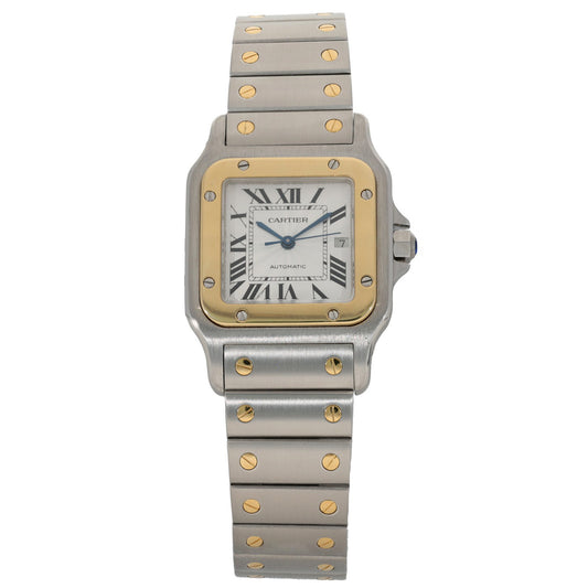 Cartier Santos Galbee W20058C4 with a white dial in  a stainless steel and gold casem with a bracelet featuring screws