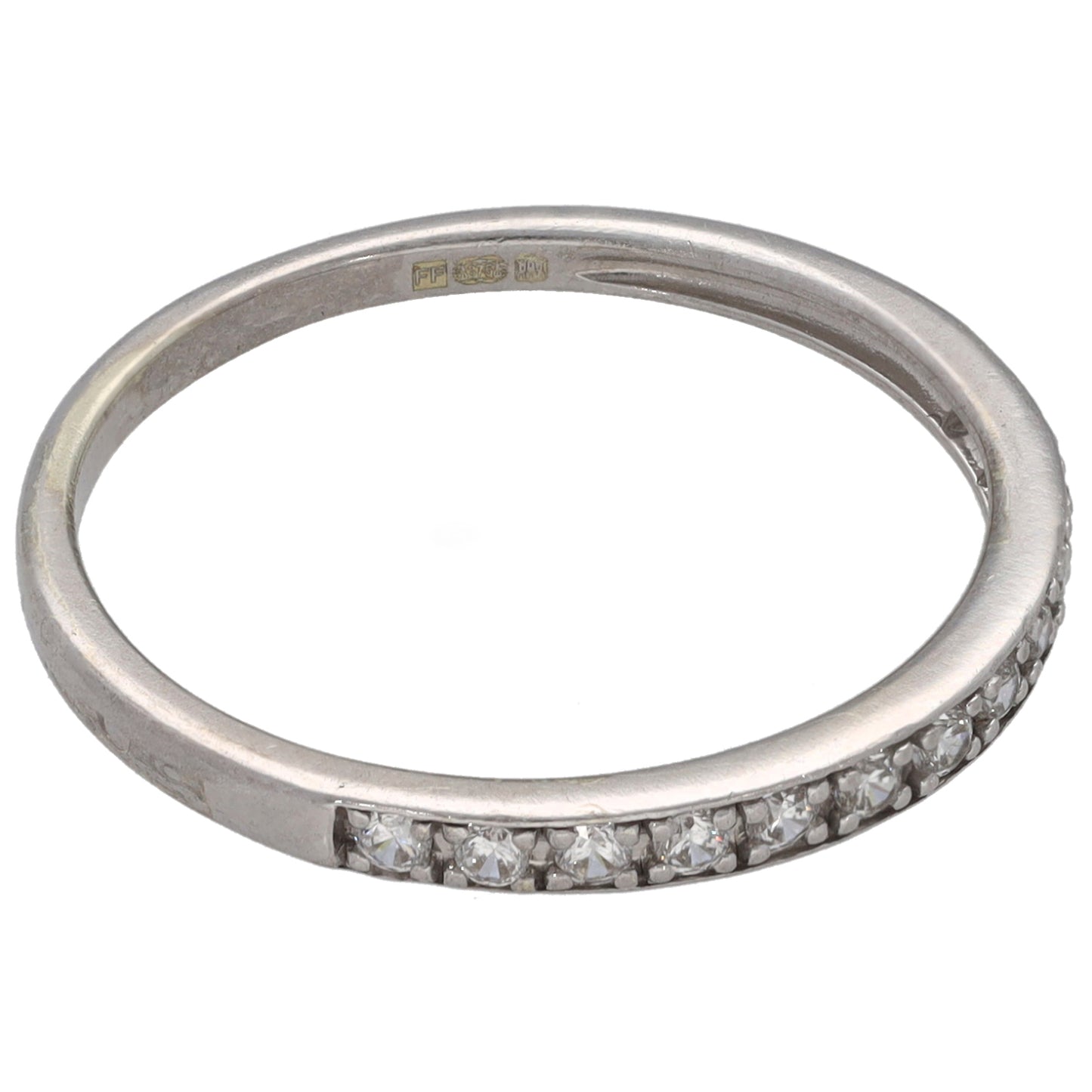 9ct White Gold Cubic Zirconia Half Eternity Ring Size P