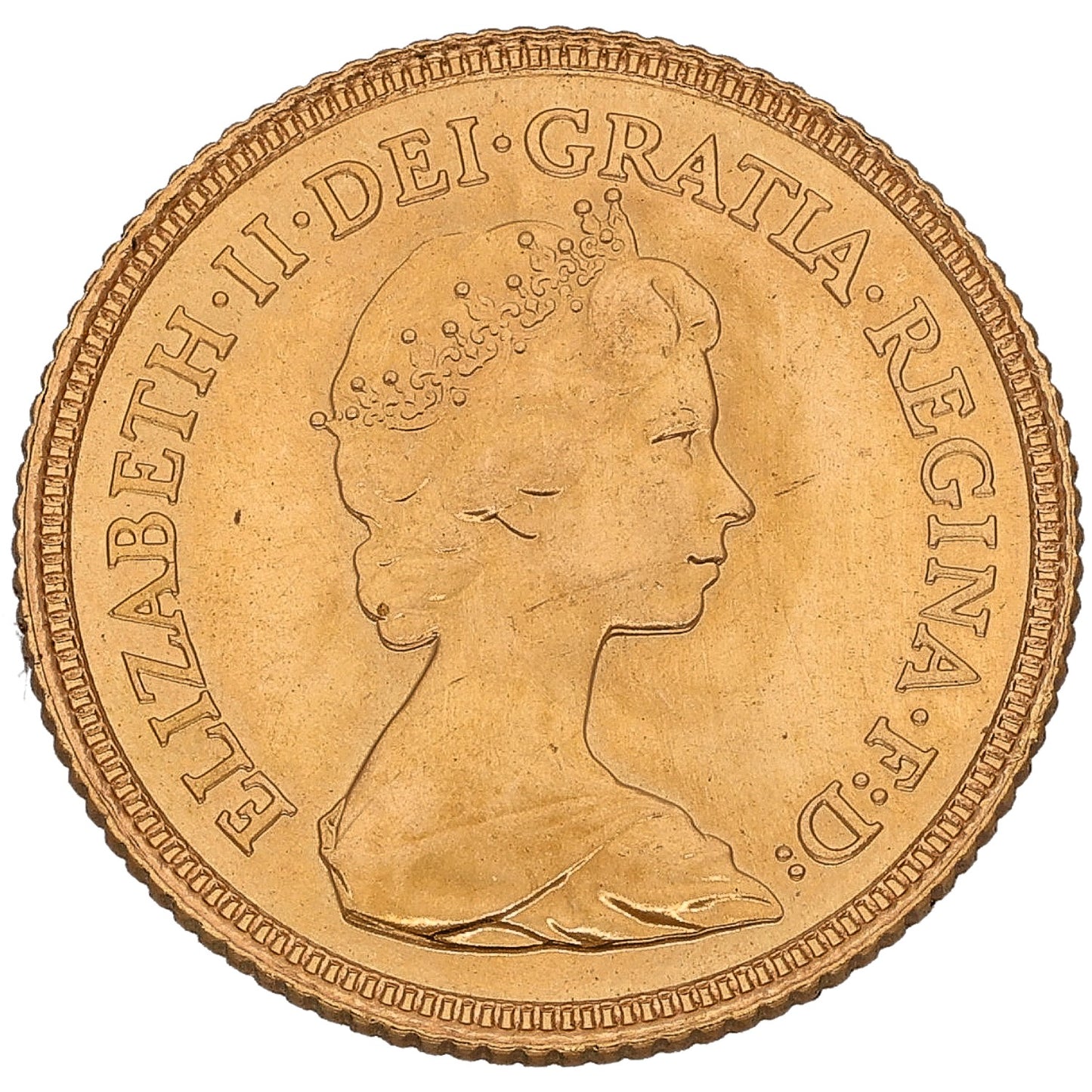 22ct Gold Queen Elizabeth II Half Sovereign Coin 1982