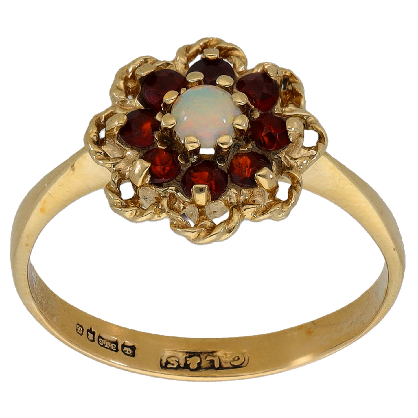 9ct Gold Opal & Garnet Dress/Cocktail Ring Size M