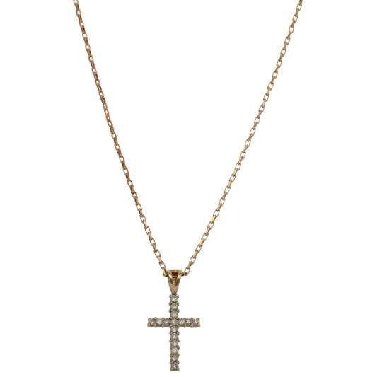 9ct Gold 0.32ct Diamond Cross Pendant With Chain