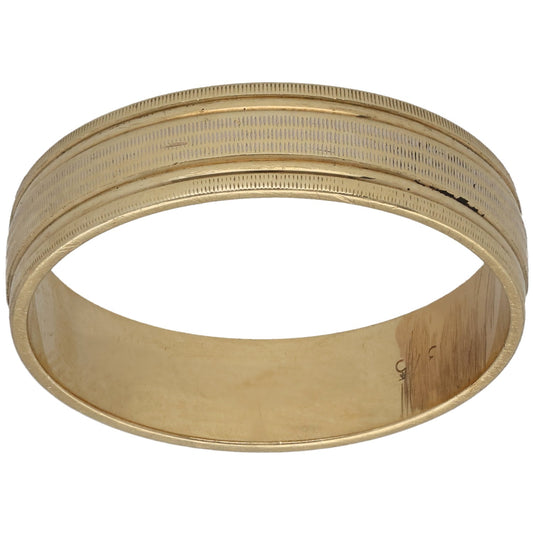 9ct Bicolour Gold Patterned Wedding Ring Size V