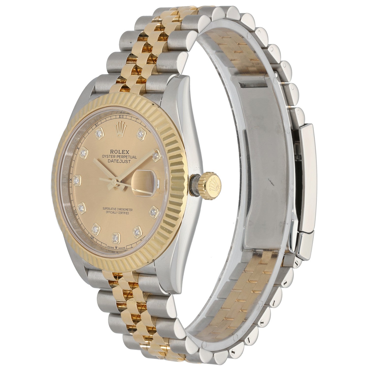 Rolex Datejust 126333 bi-colour steel and gold watch with champagne dial and fluted bezel