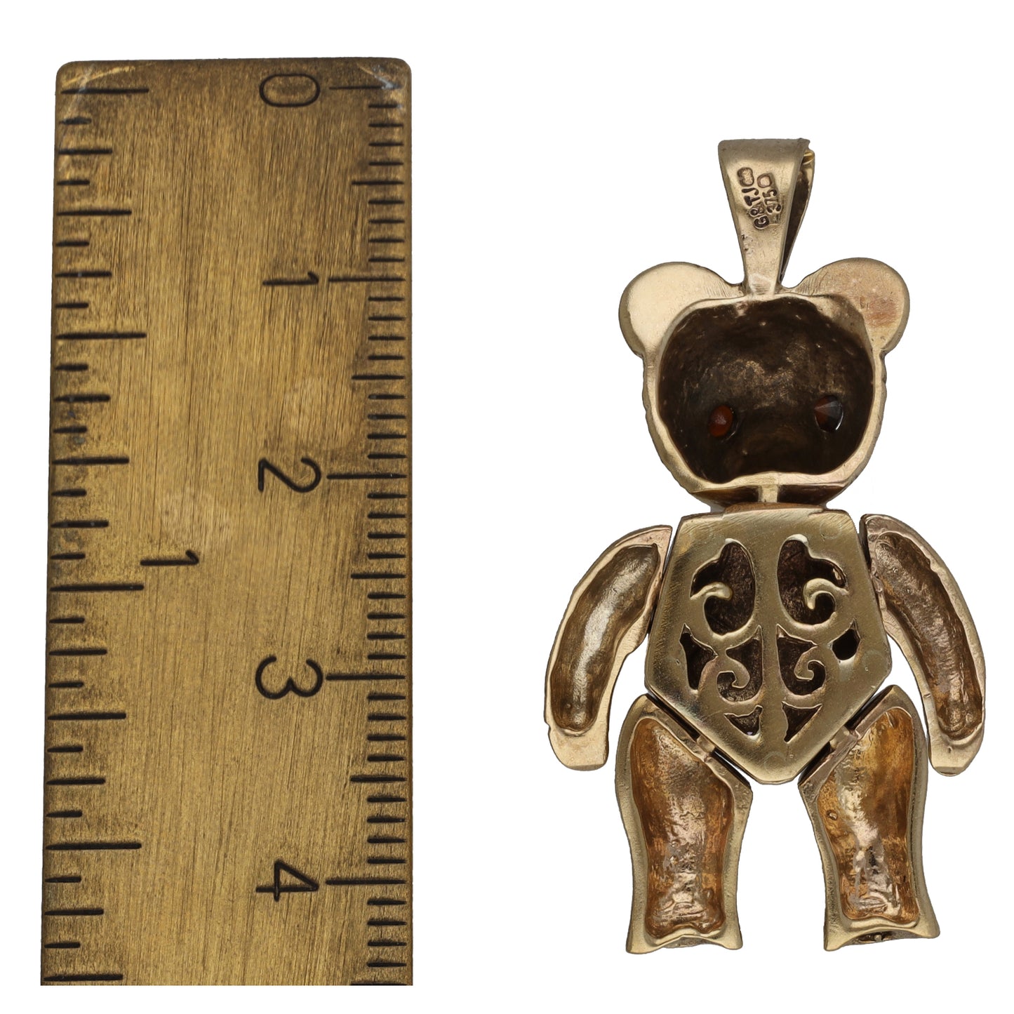 9ct Gold Garnet Teddy Bear Pendant